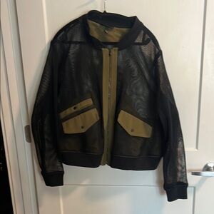 Lane Bryant Black and Olive Bomber Jacket